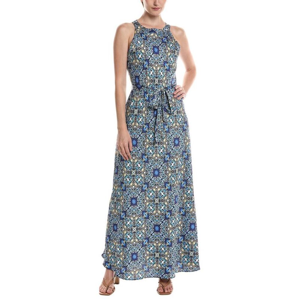 Nic & Zoe Womens Filagree Tile Becca Dress, Blue